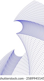Futuristic Architectural Wireframe – Abstract Skyscraper Cityscape with Geometric Perspective	