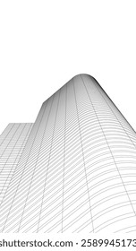 Futuristic Architectural Wireframe – Abstract Skyscraper Cityscape with Geometric Perspective	