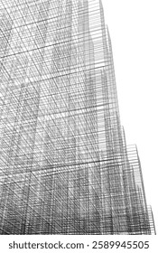 Futuristic Architectural Wireframe – Abstract Skyscraper Cityscape with Geometric Perspective