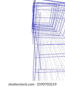 Futuristic Architectural Wireframe – Abstract Skyscraper Cityscape with Geometric Perspective