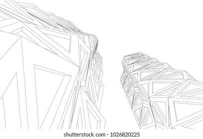 futuristic architecture 3d illustration