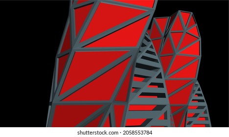 Futuristic architecture buildings digital 3d drawing