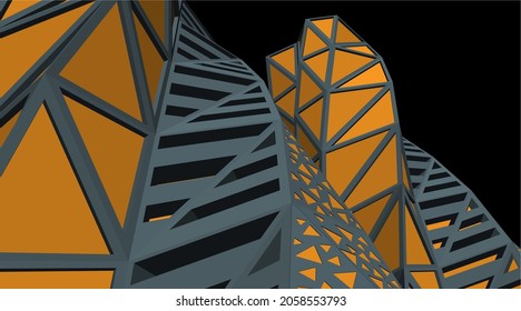 Edificios de arquitectura futurista digital 3d