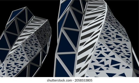 Futuristic architecture buildings digital 3d drawing