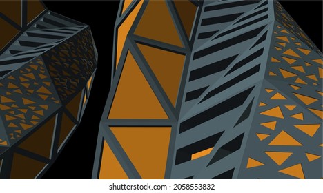 Edificios de arquitectura futurista digital 3d