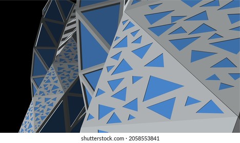 Futuristic architecture buildings digital 3d drawing