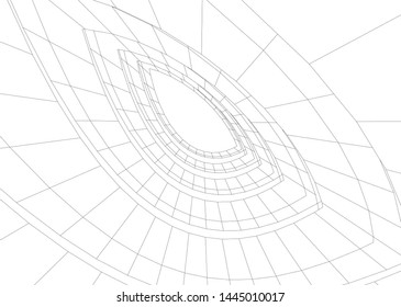 Futuristic architecture vector 3d illustration