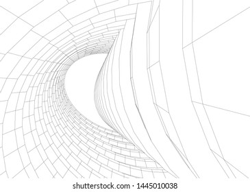 Futuristic architecture vector 3d illustration