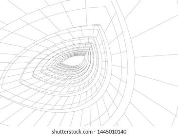 Futuristic architecture vector 3d illustration