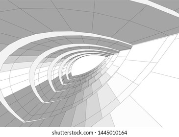 Futuristic architecture vector 3d illustration