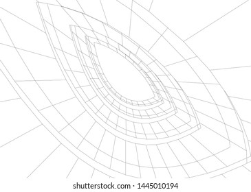 Futuristic architecture vector 3d illustration