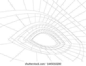Futuristic architecture vector 3d illustration