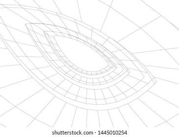 Futuristic architecture vector 3d illustration