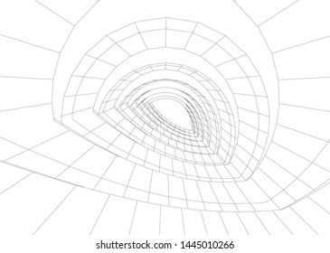 Futuristic architecture vector 3d illustration