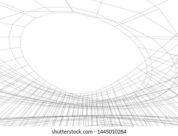 Futuristic architecture vector 3d illustration