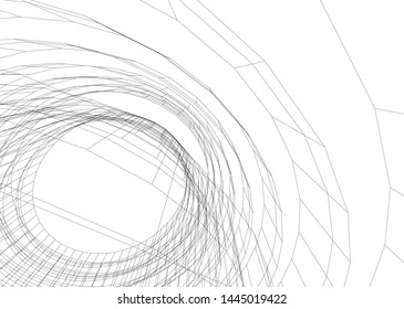 Futuristic architecture vector 3d illustration