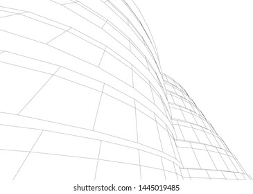 Futuristic architecture vector 3d illustration