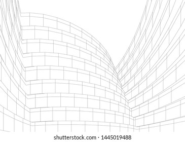 Futuristic architecture vector 3d illustration