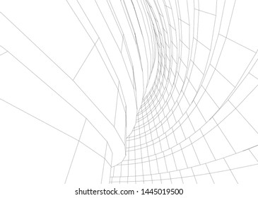 Futuristic architecture vector 3d illustration
