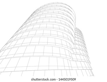 Futuristic architecture vector 3d illustration