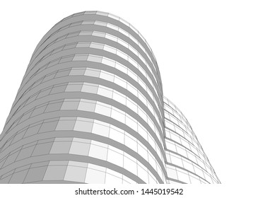 Futuristic architecture vector 3d illustration