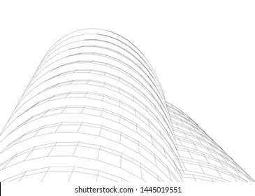Futuristic architecture vector 3d illustration