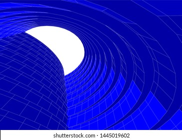 Futuristic architecture vector 3d illustration