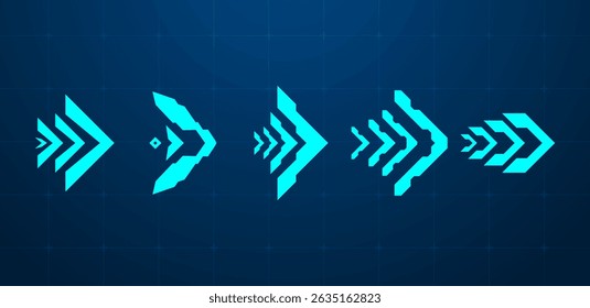 Flecha futurista Ilustración vectorial azul 