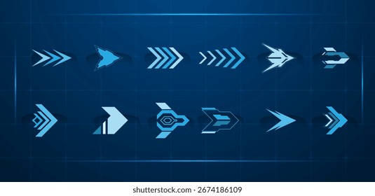 Seta futurista azul. Ilustração vetorial