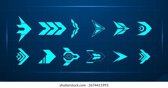 Flecha futurista azul. Ilustración vectorial