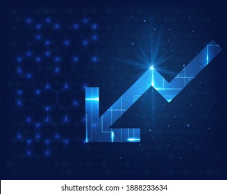 Futuristic arrow chart digital transformation abstract technology background vector, financial concept