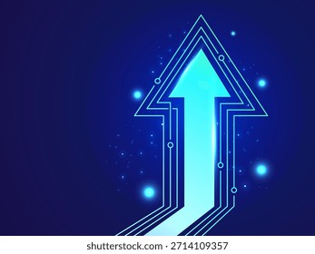 Concepto de flecha futurista. Ilustración vectorial del progreso digital, desarrollo y flujo de datos de alta velocidad. Estrategia de negocio para el éxito y la innovación en la era del Big Data, la automatización, el Sitio web.