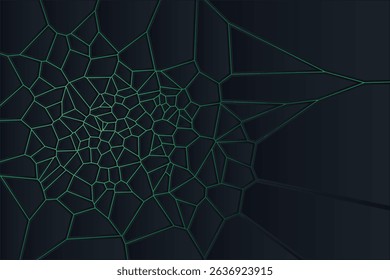 Futuristic art with interconnected green lines in a Voronoi backlight vector background
