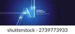 Futuristic artificial intelligence background with glowing AI letters, digital signal beam and abstract data lines. Concept of generative AI and smart systems.