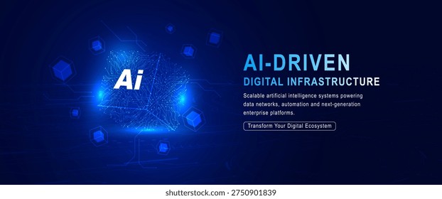 Futuristic artificial intelligence cube formed by glowing neural connections and digital data structure representing advanced machine learning computing system and intelligent technology platform.
