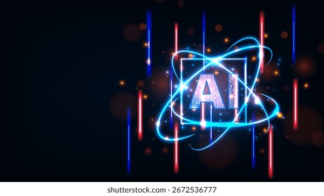 Concepto de tecnología cibernética de inteligencia artificial futurista. Abstractas fondo colorido.