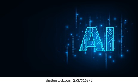 Futuristic artificial intelligence internet cyber technology concept. Abstract blue background.