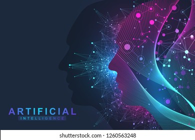 Futuristic Artificial Intelligence and Machine Learning Concept. Human Big Data Visualization. Wave Flow Communication, Scientific vector illustration?