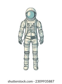 Futuristic astronaut cyborg in space suit isolated