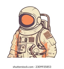 Futuristic astronaut explores space in space suit isolated