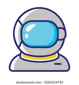 Futuristic astronaut helmet space icon isolated vector