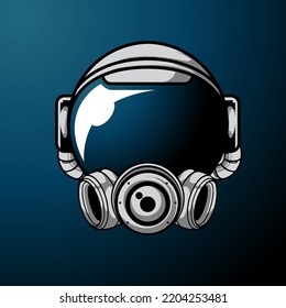 FUTURISTIC ASTRONAUT HELMET VECTOR ILLUSTRATION