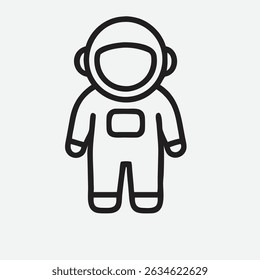Futuristic Astronaut Icon in Clean and Minimal Line Art Style
