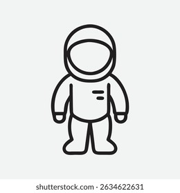 Futuristic Astronaut Icon in Clean and Minimal Line Art Style