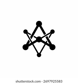 Ícone de molécula AV ou VA futurista. Representa dados complexos, rede avançada e análise científica. Ideal para IA, biotecnologia ou defesa.