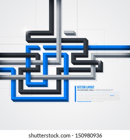 Futuristic background with 3d lines. EPS10.