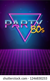 Futuristic background 80s style. Party flyer