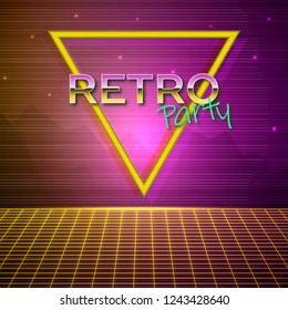 Futuristic background 80s style. Retro party