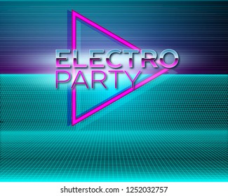 Futuristic background 80s style. Retro party