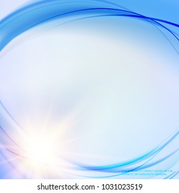 Futuristic background. Abstract smooth violet lines over purple background for your design. Background of blue luminous waves. Vector illustration, contains transparencies, gradients.